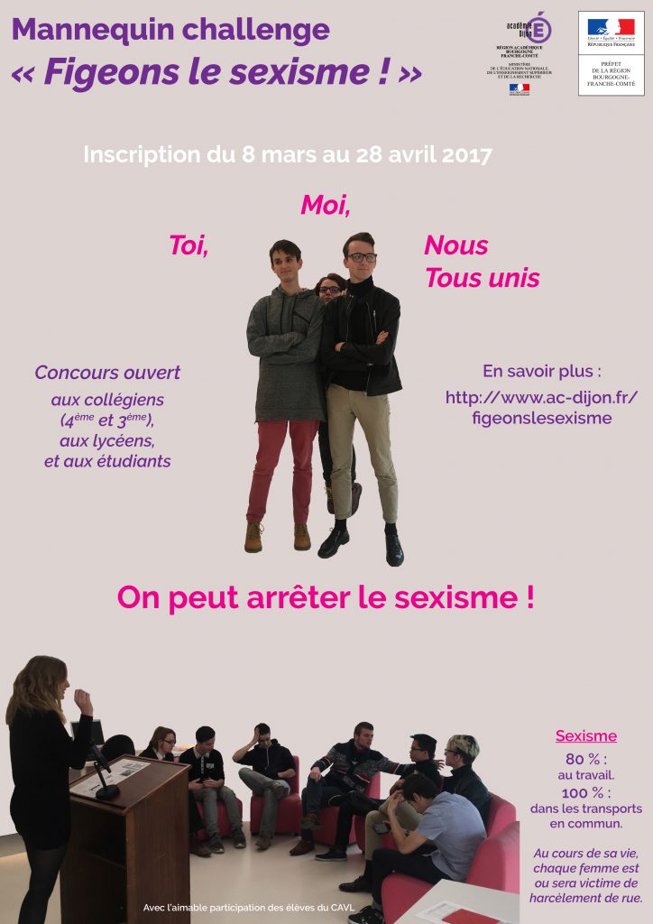 Affiche du Mannequin Challenge "Figeons le Sexisme !"
