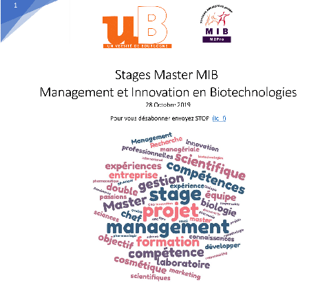 Lettre "Spécial Stages" master MIB Octobre 2019